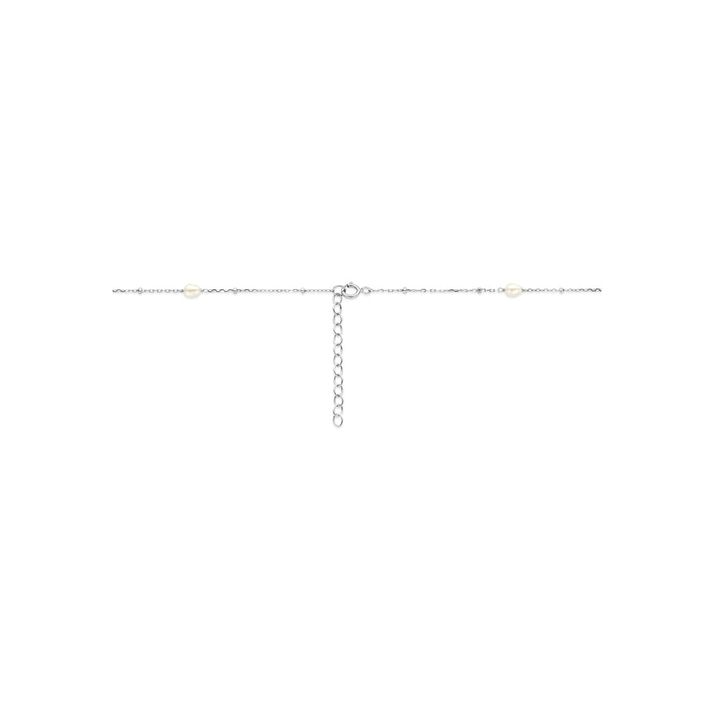 collier parels 41 + 4 cm zilver gerhodineerd