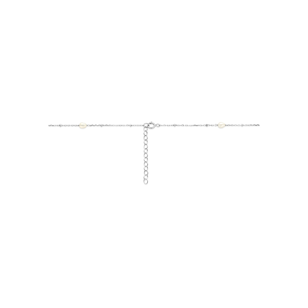 collier parels 41 + 4 cm zilver gerhodineerd