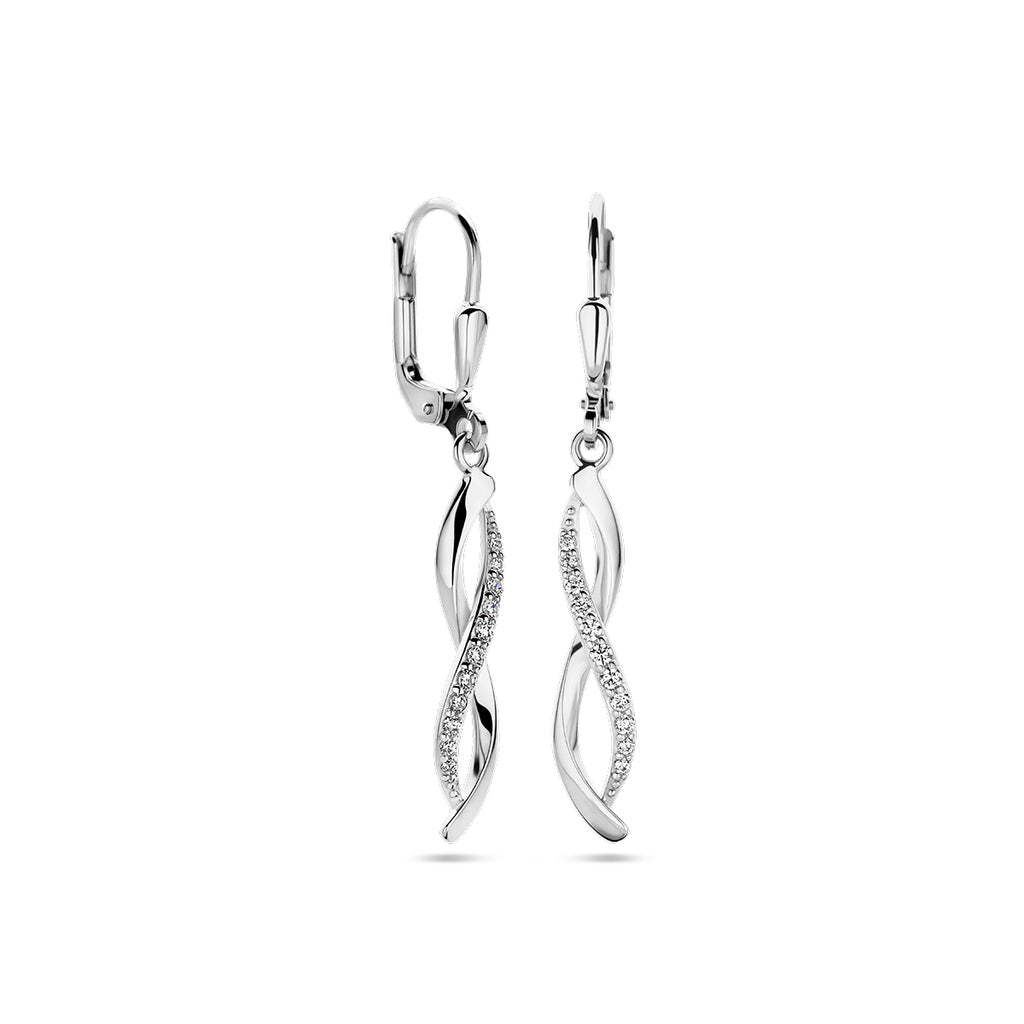 oorhangers zirkonia brisur haak zilver gerhodineerd
