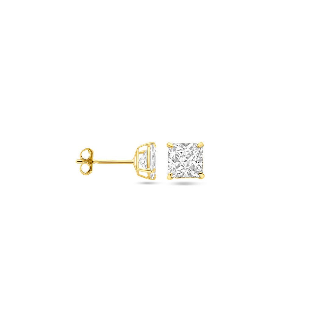oorknoppen zirkonia 14K geelgoud