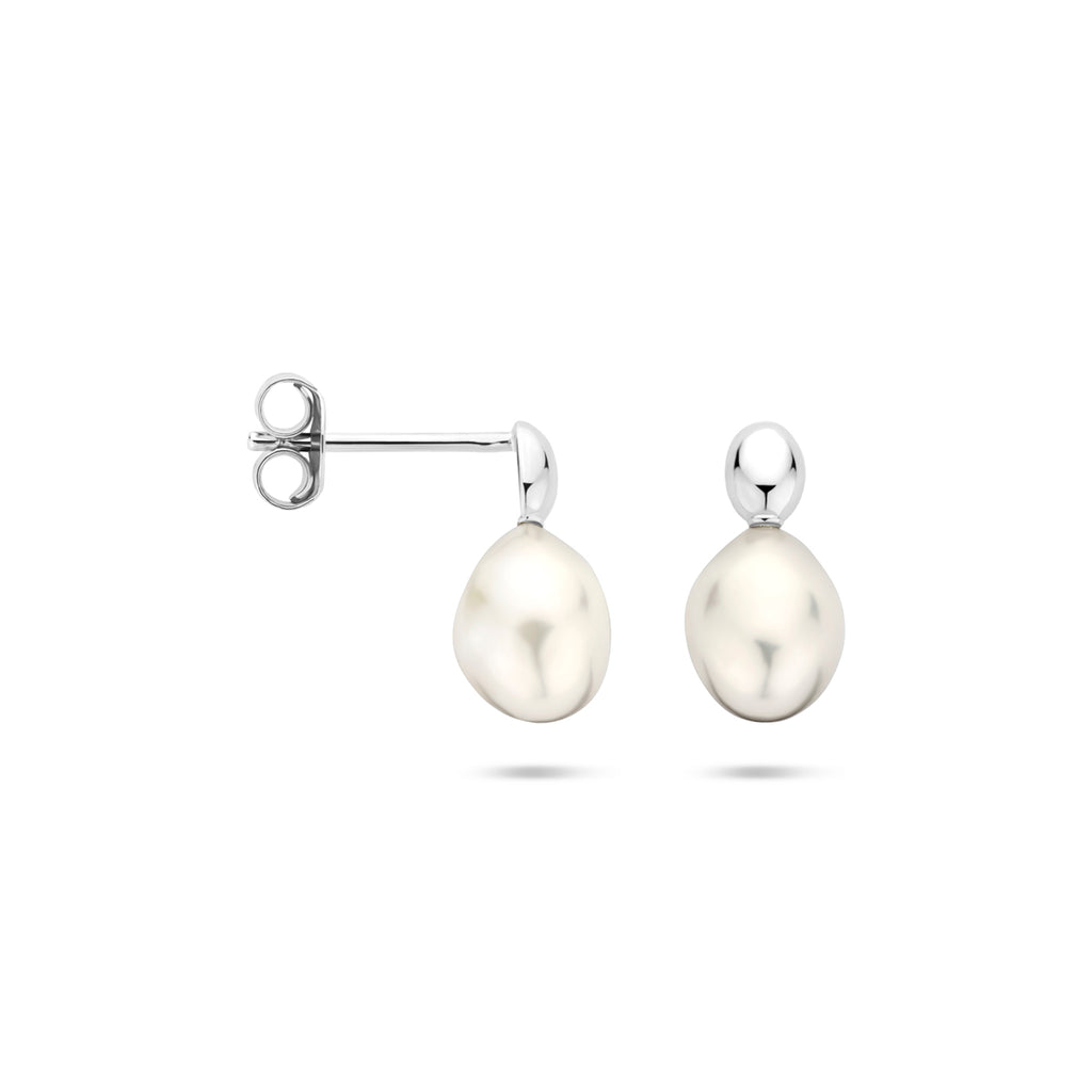 oorknoppen parel 13 mm zilver gerhodineerd