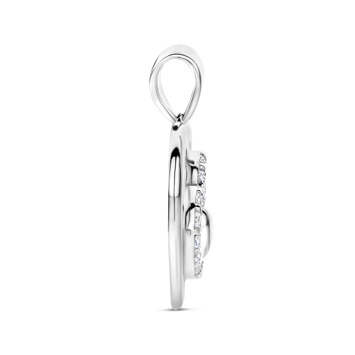 hanger hart zirkonia 14 mm zilver gerhodineerd