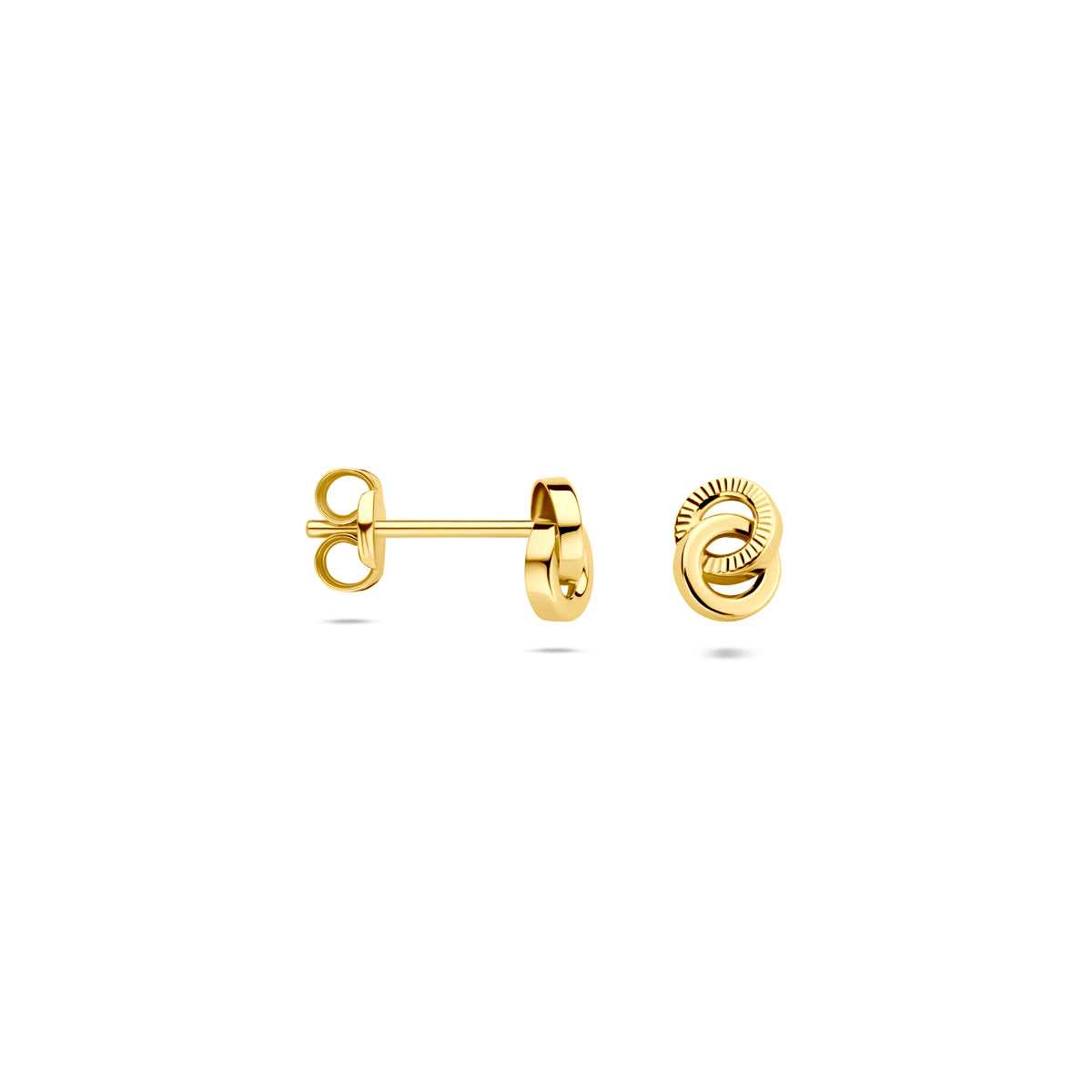 Ohrstecker poliert/diamantiert 6 mm 14K Gelbgold