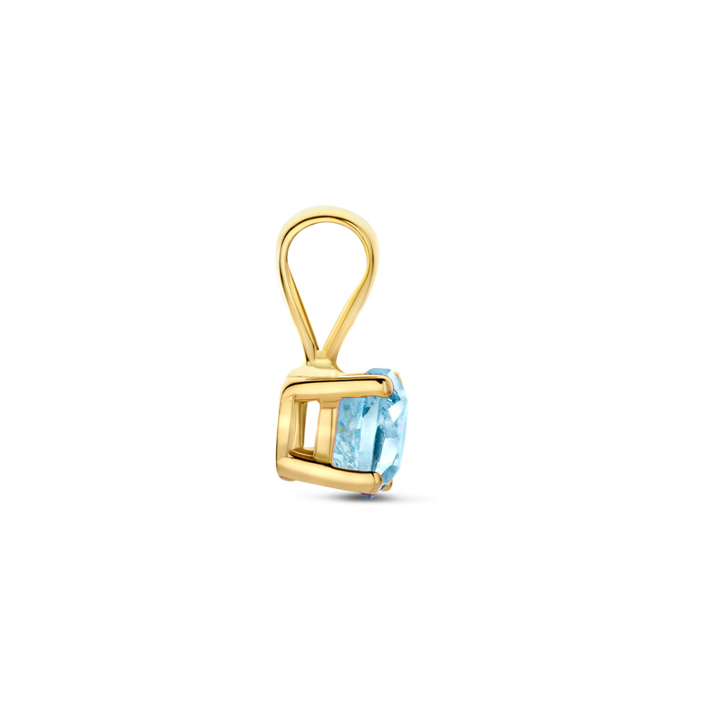 Anhänger Blautopas 9 mm 14K Gelbgold