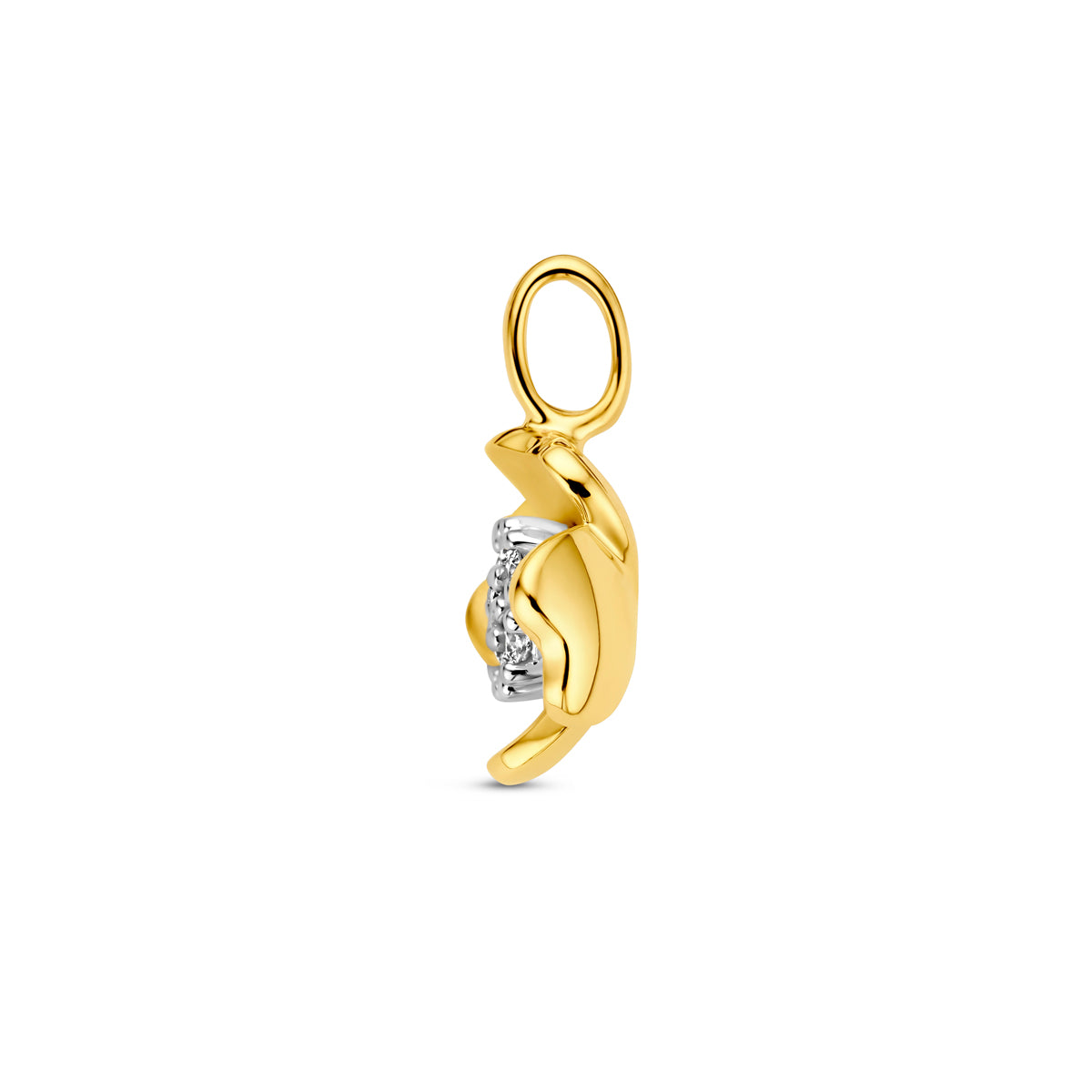 hanger bloem en diamant 0.11ct h si 14K bicolor goud geel/wit