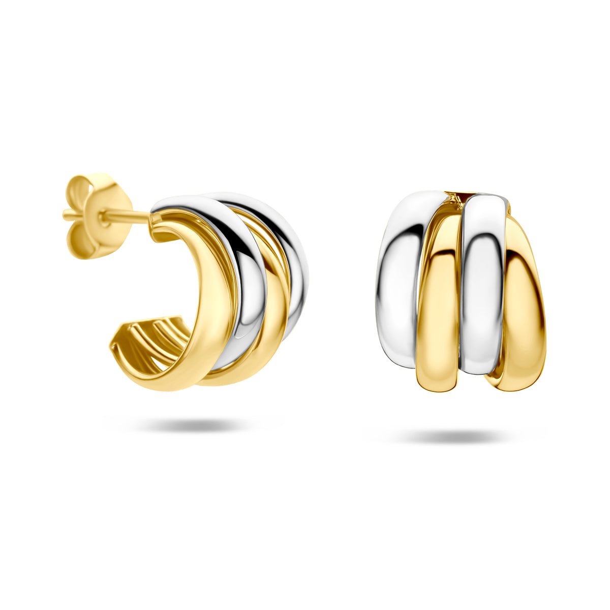 stekeroorringen 15 mm 1 micron zilver verguld (geel/rhodium)