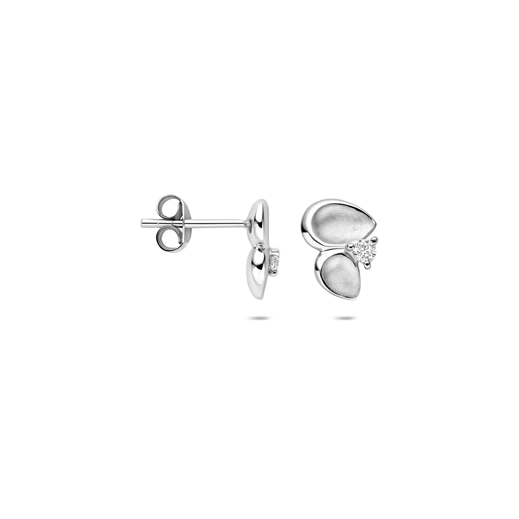 Ohrstecker Zirkonia poliert/matt 10,5 mm Silber rhodiniert