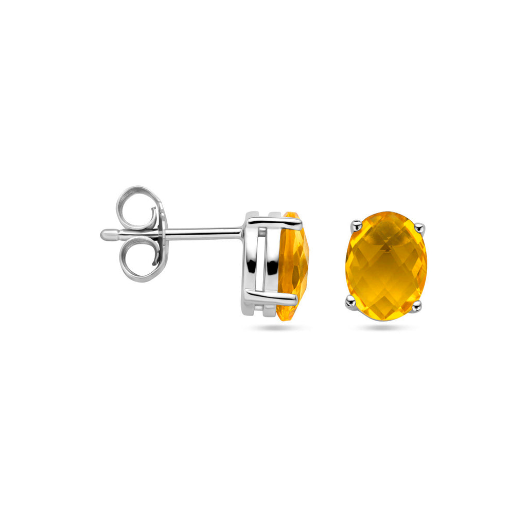 oorknoppen citrien zilver gerhodineerd