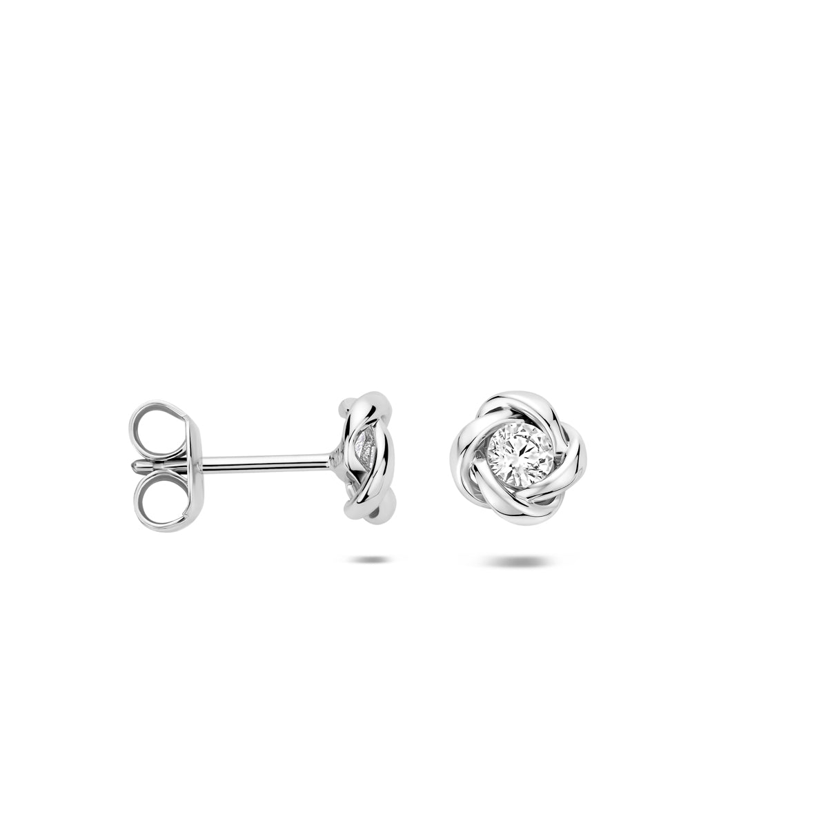 Ohrstecker Blume und Zirkonia Silber rhodiniert