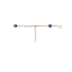 collier parel barok en natuurlijke kleurstenen 45 + 3 cm 3 micron zilver verguld (ros��)