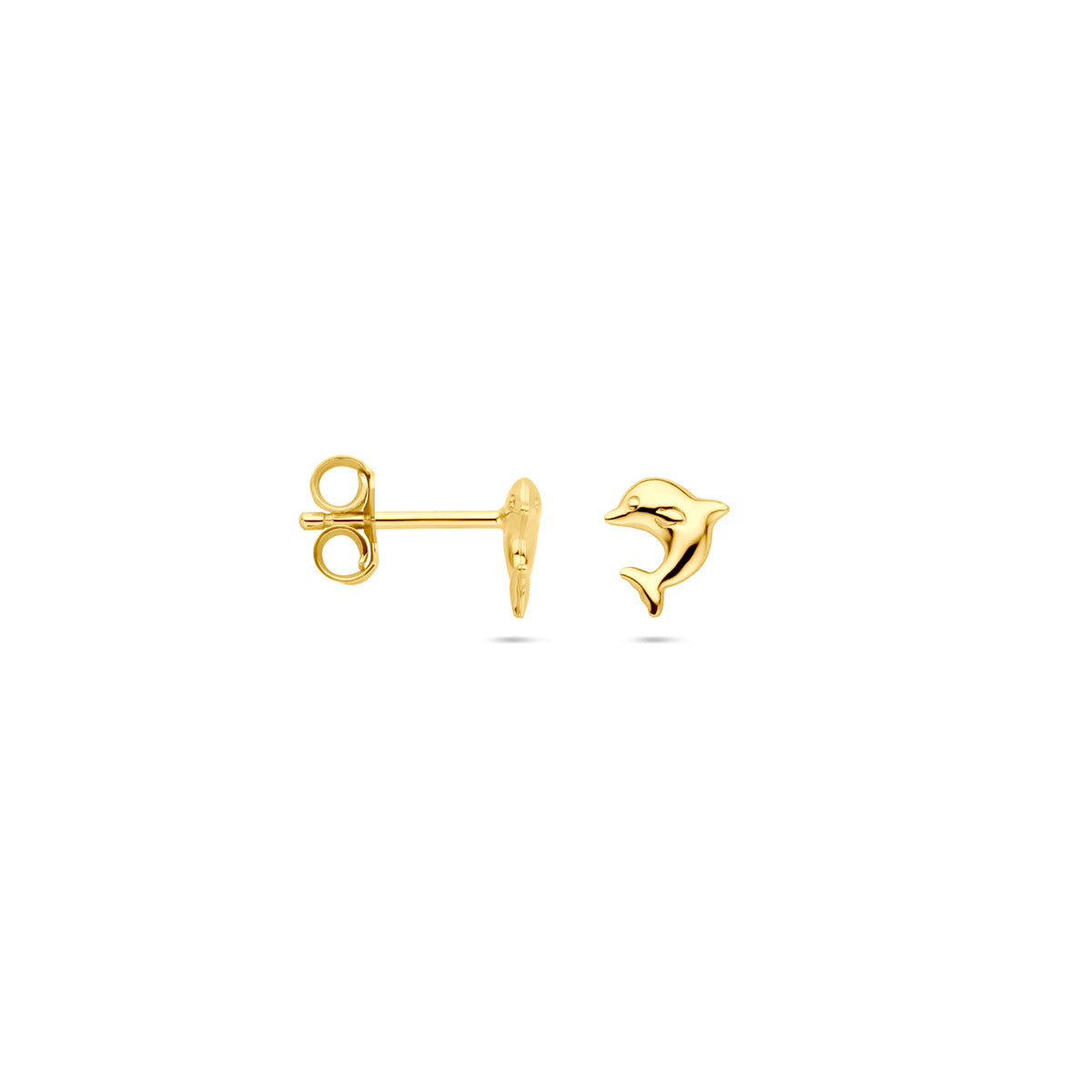 oorknoppen dolfijn 7 mm 14K geelgoud