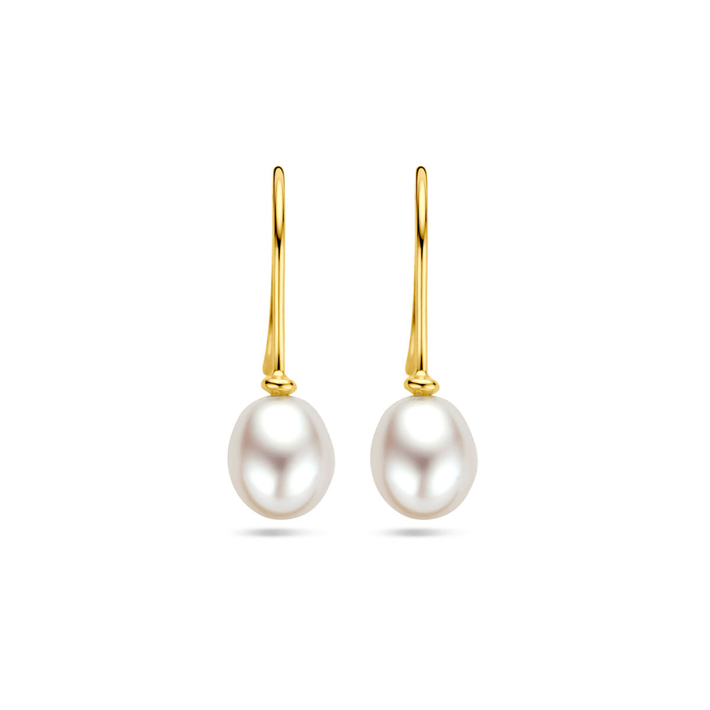 9K Ohrhänger Perle französischer Haken 24 mm 9K Gelb