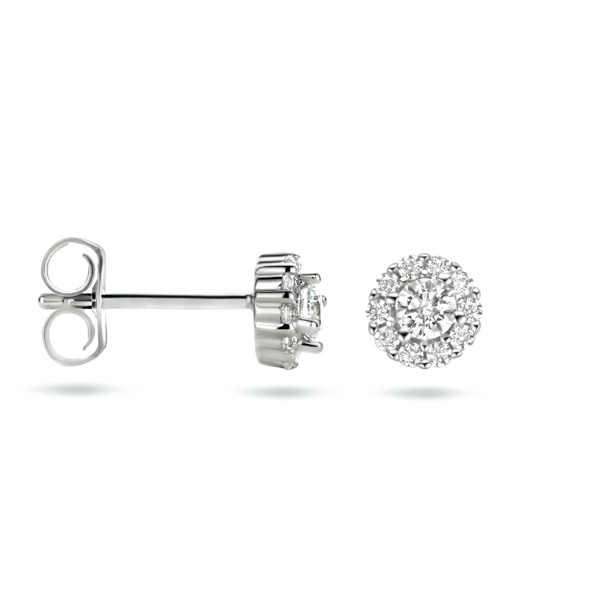 Ohrstecker Zirkonia Halo Silber rhodiniert