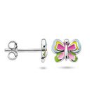 oorknoppen vlinder emaille zilver gerhodineerd
