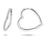 oorringen hart zirkonia 25 mm zilver gerhodineerd