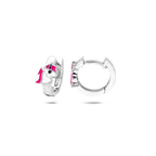 Klappohrringe Emaille Einhorn 12,5 mm rhodiniertes Silber