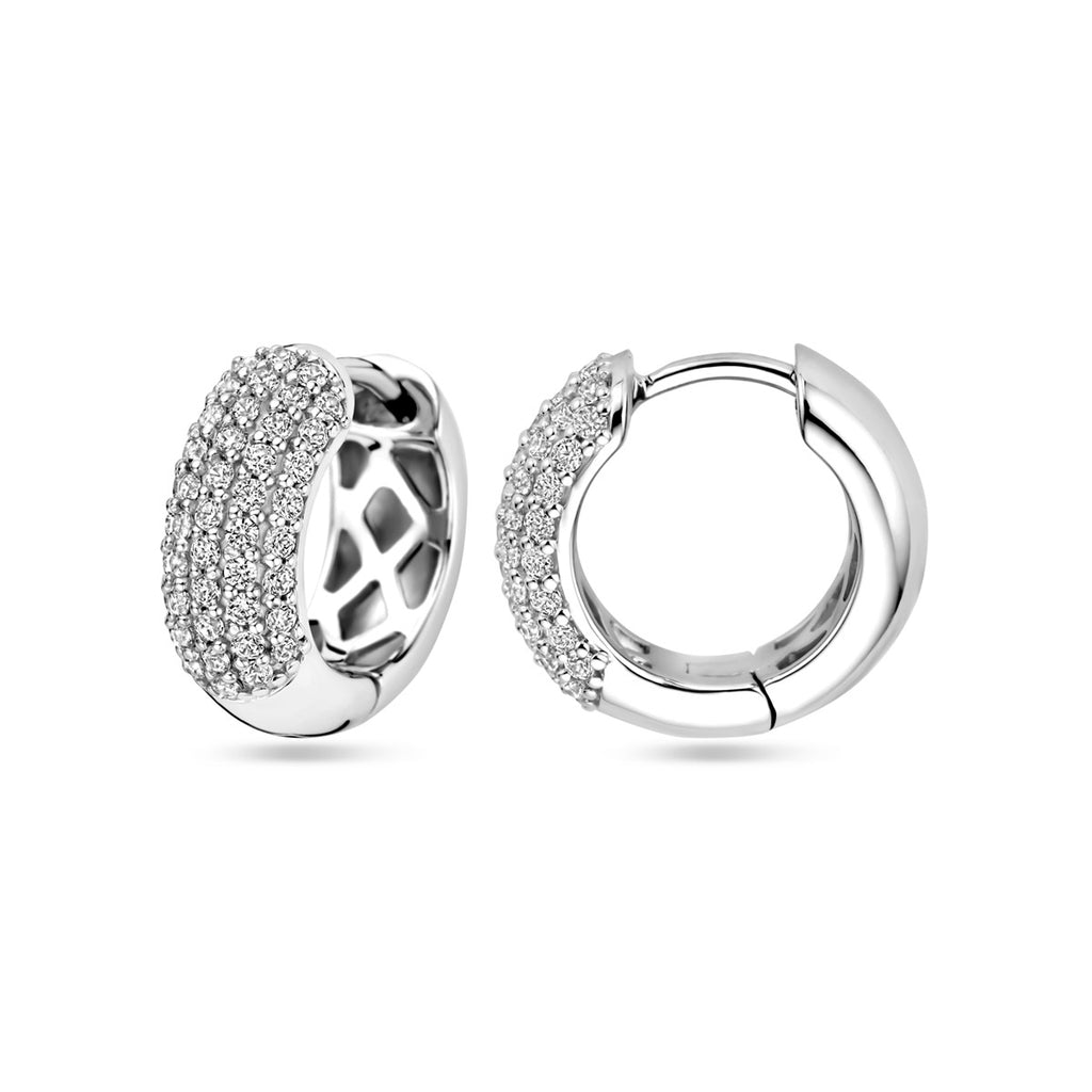 klapoorringen zirkonia 16 mm zilver gerhodineerd