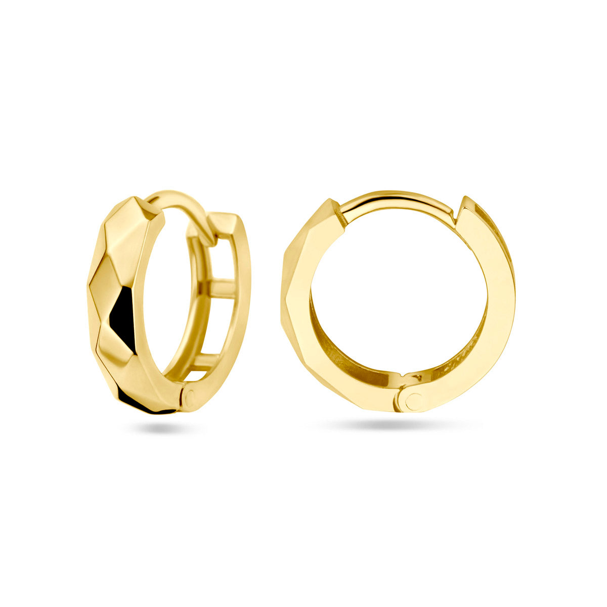 klapoorringen gediamanteerd 14K geelgoud