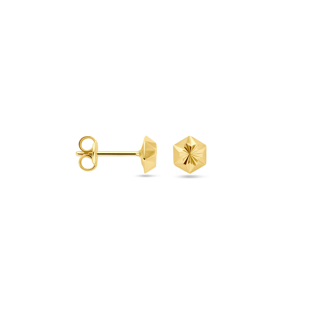 9 Karat Ohrstecker, diamantgeschliffen, 5 mm, 9 K Gelb