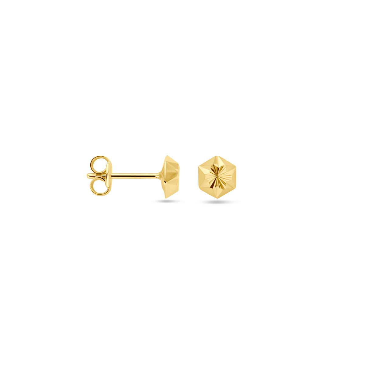 9 Karat Ohrstecker, diamantgeschliffen, 5 mm, 9 K Gelb