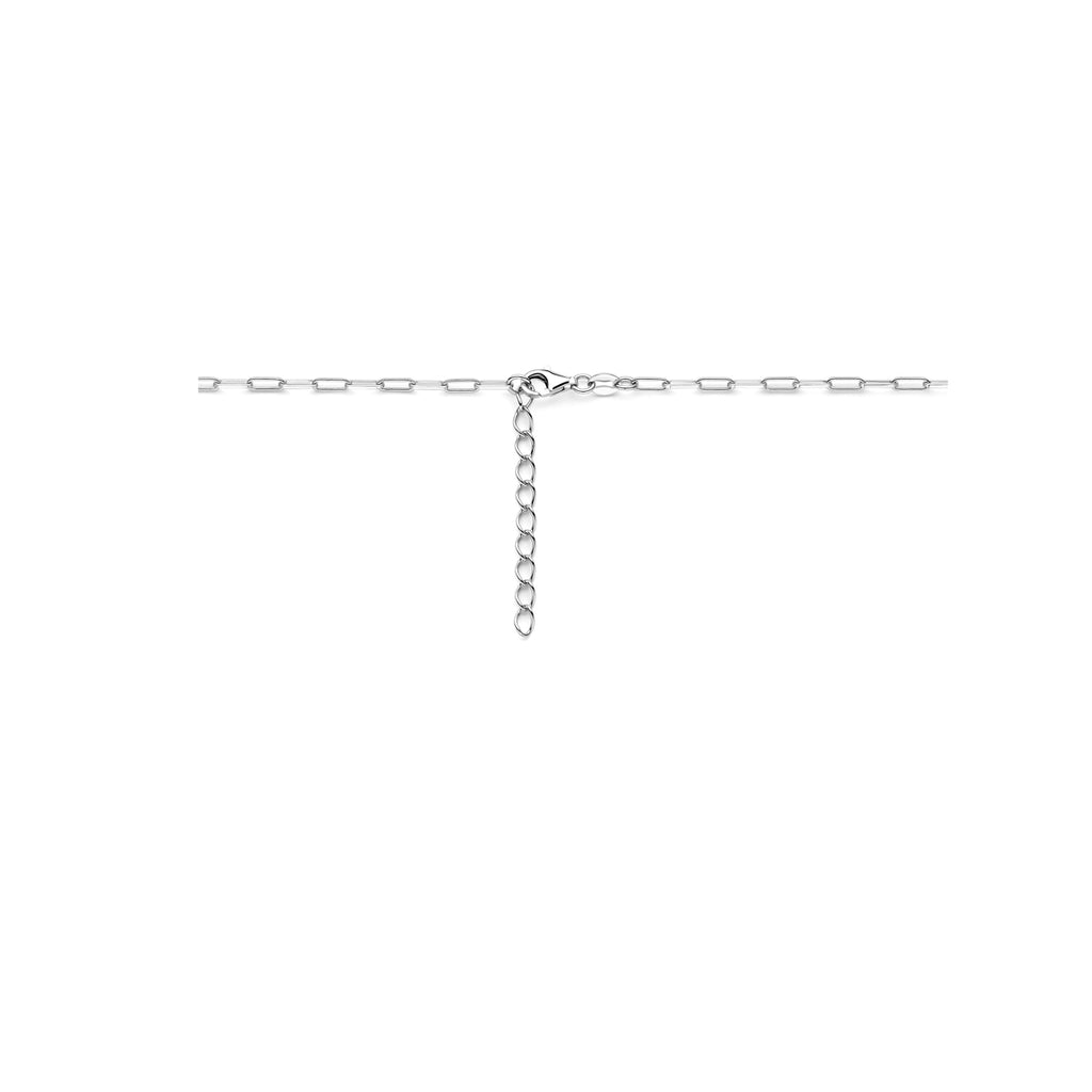 collier koffieboon 41 + 4 cm zilver gerhodineerd