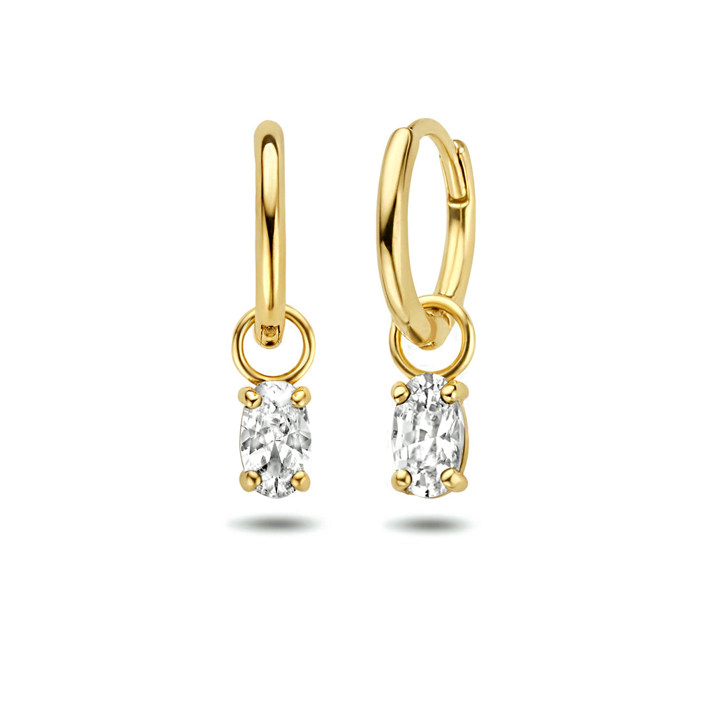 klapoorringen zirkonia 14K geelgoud