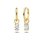 klapoorringen zirkonia 14K geelgoud