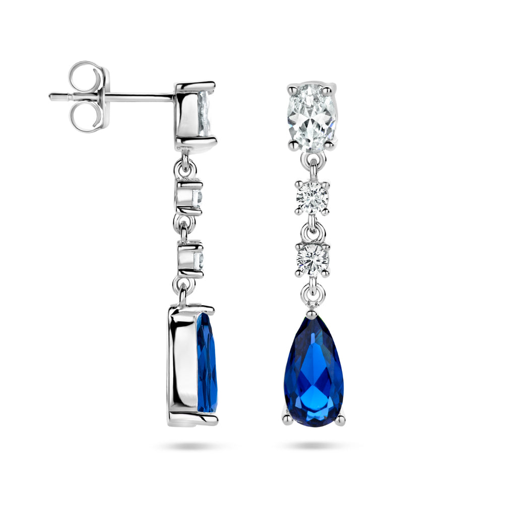 oorhangers saffierkleurig zirkonia zilver gerhodineerd