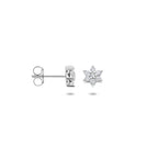 Ohrstecker Stern Zirkonia Halo 6 mm Silber rhodiniert