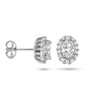 oorknoppen zirkonia halo zilver gerhodineerd