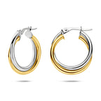 oorringen buis 4 mm 14K bicolor goud geel/wit