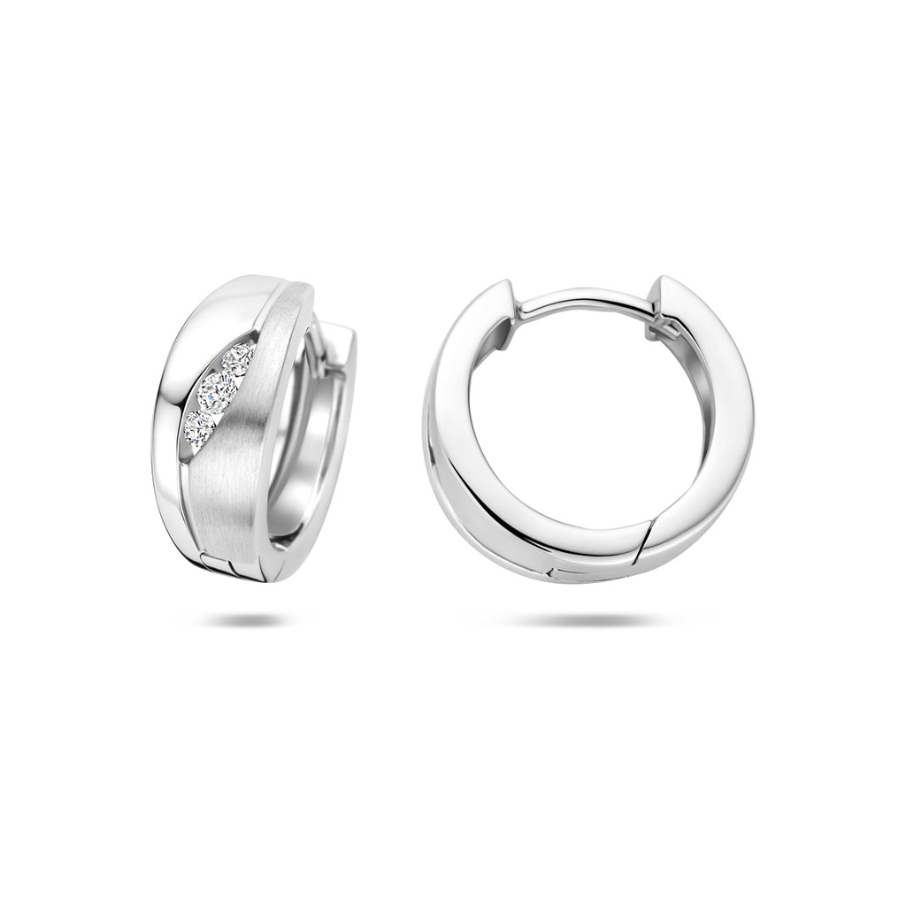 Klappcreolen Zirkonia poliert/matt 14,5 mm Silber rhodiniert