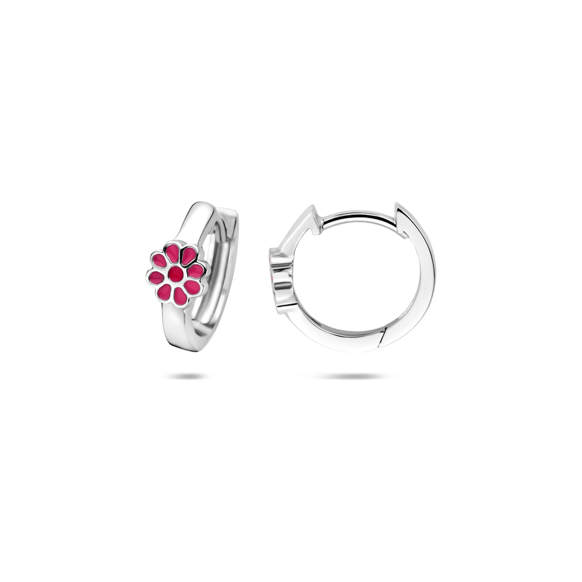 Klappohrringe Blüte Emaille 12 mm Silber rhodiniert