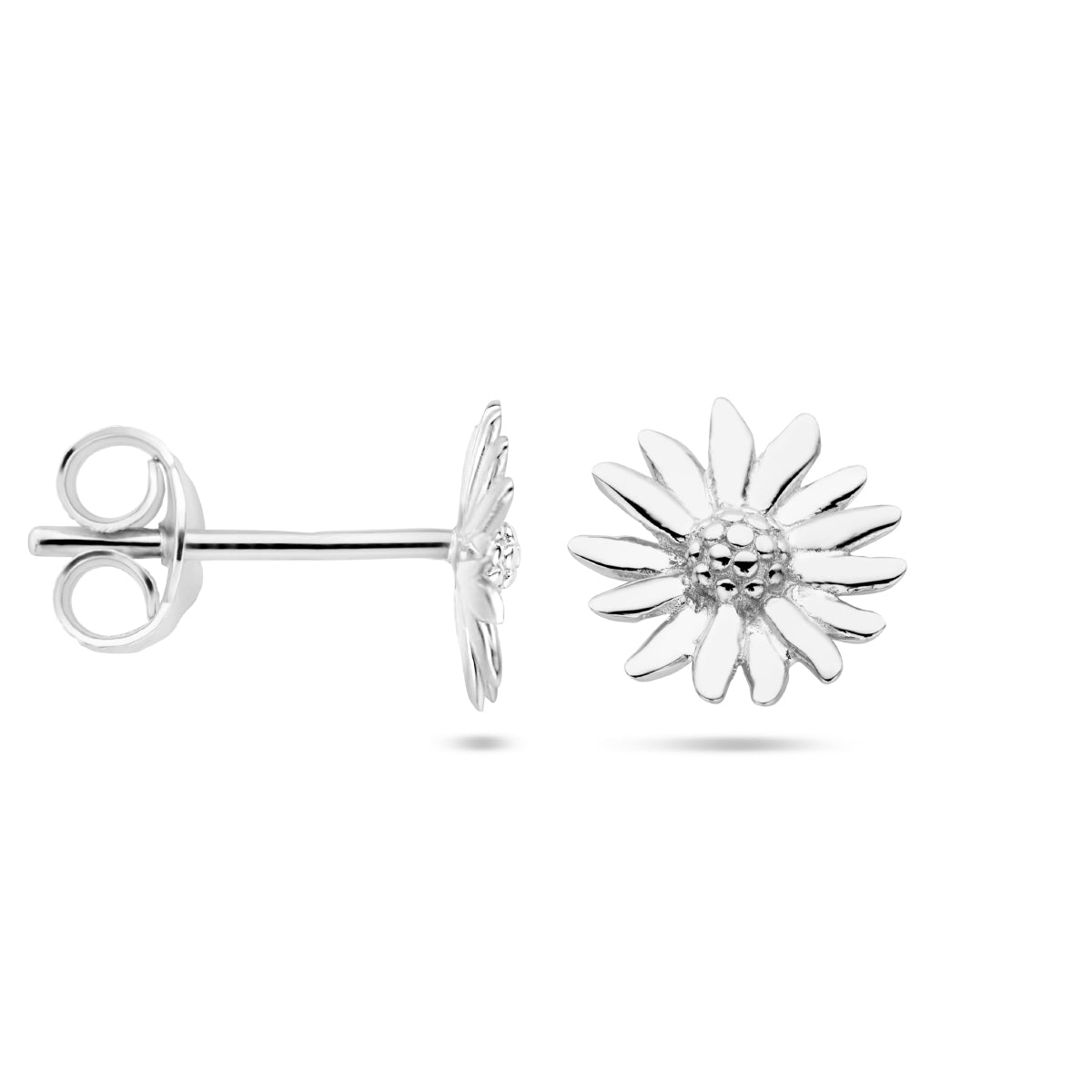 Gänseblümchen-Ohrstecker, Silber rhodiniert