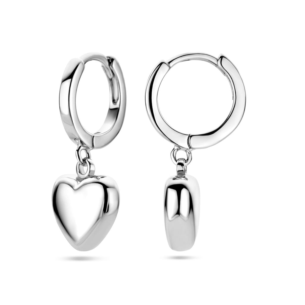 klapoorringen hart zilver gerhodineerd