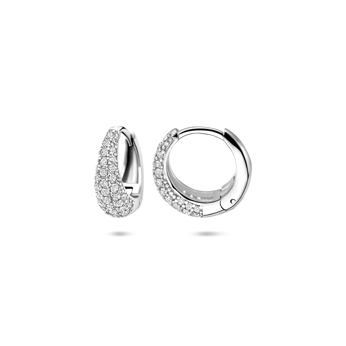 klapoorringen zirkonia 12,5 mm zilver gerhodineerd