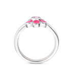 Ring Blume rosa Zirkonia Emaille Sterlingsilber rhodiniert
