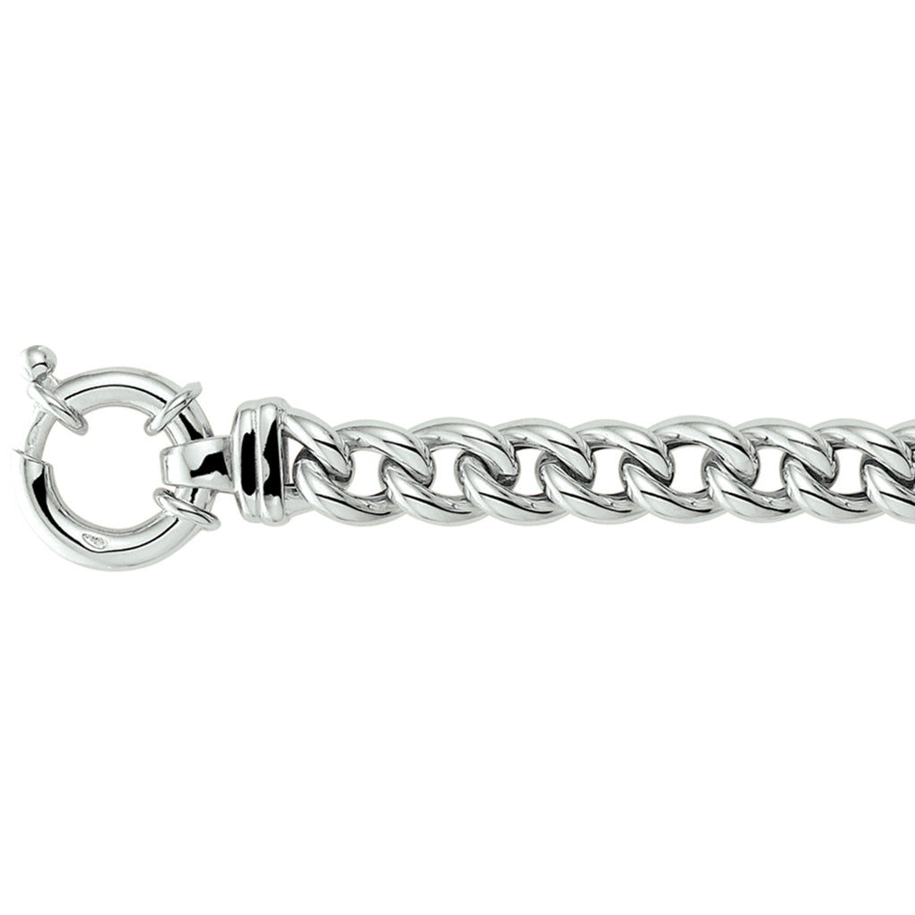 Armband Gourmette 7,5 mm 19 cm mit großem Federringverschluss rhodiniert Silber