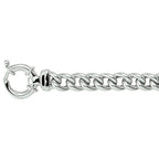 Armband Gourmette 7,5 mm 19 cm mit großem Federringverschluss rhodiniert Silber