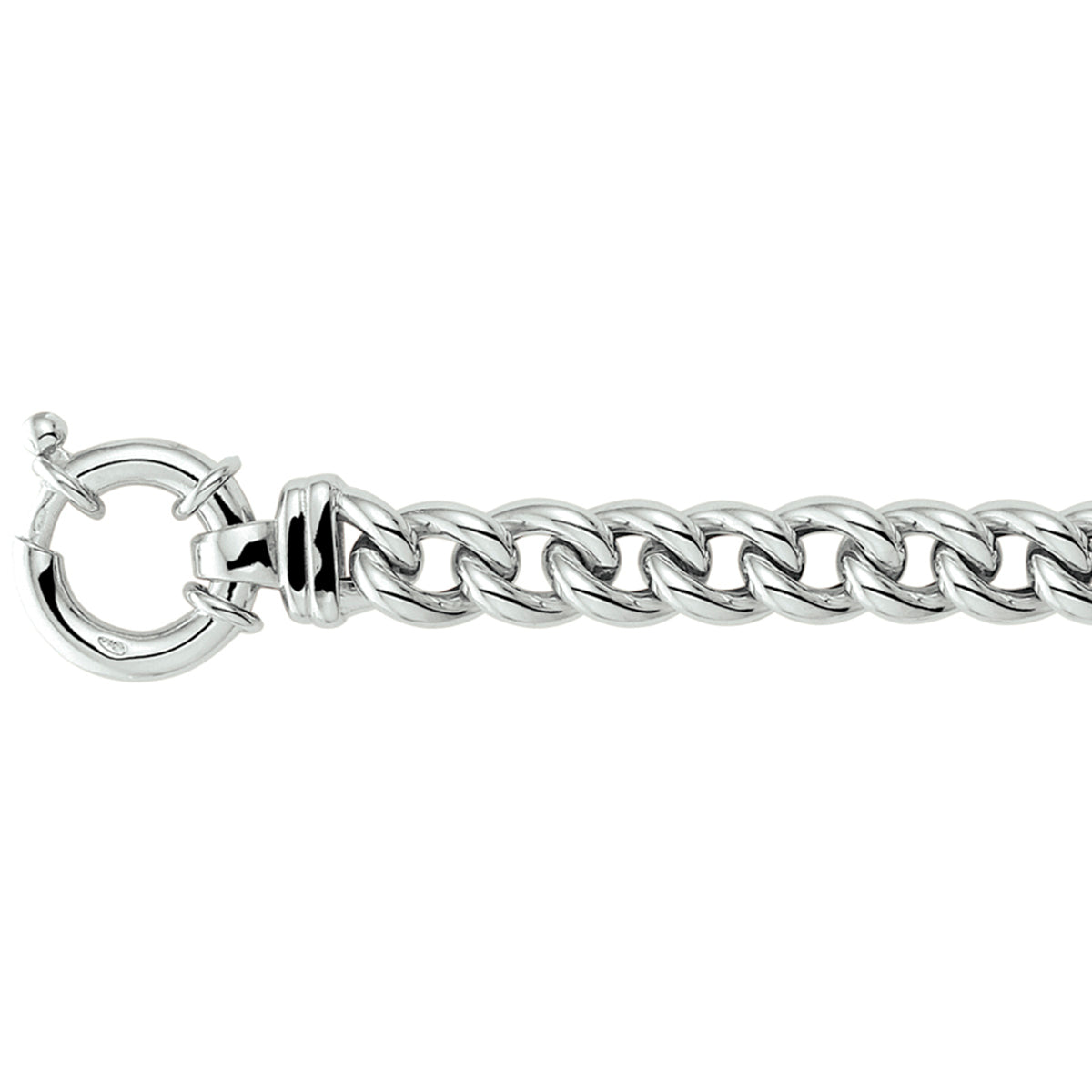 Armband Gourmette 7,5 mm 19 cm mit großem Federringverschluss rhodiniert Silber