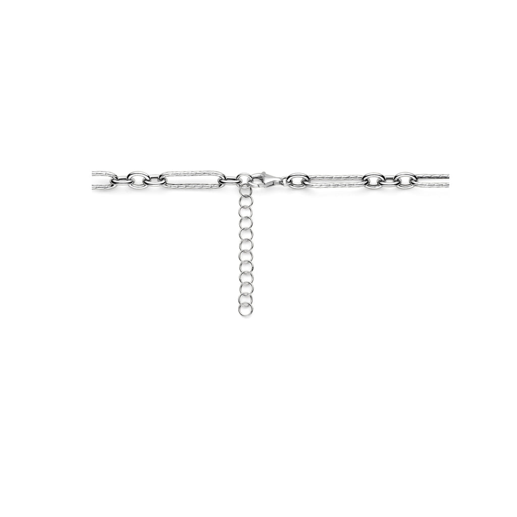 Halskette 7,5 mm 43 + 5 cm Silber rhodiniert