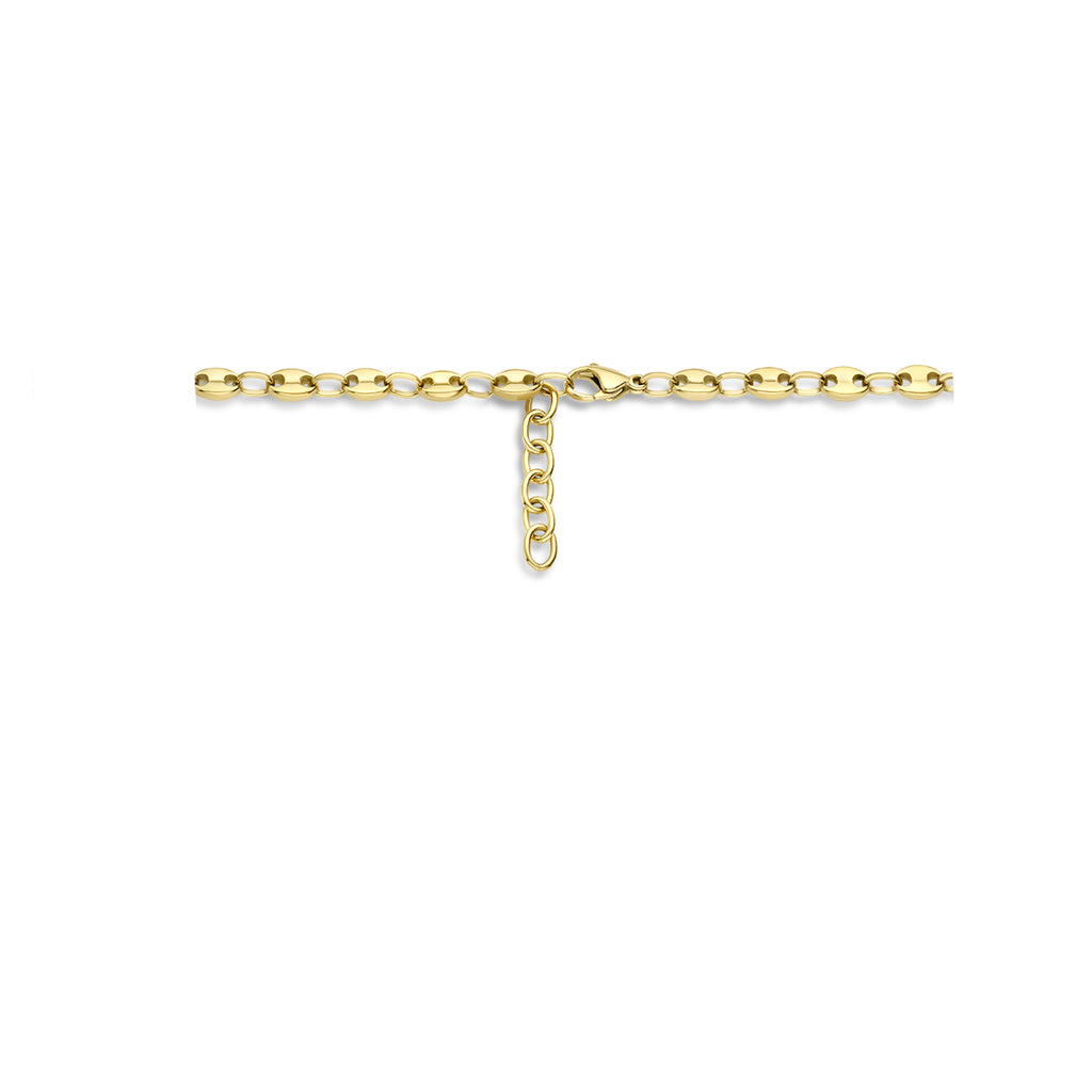 collier koffieboon 42 + 3 cm ion plating edelstaal
