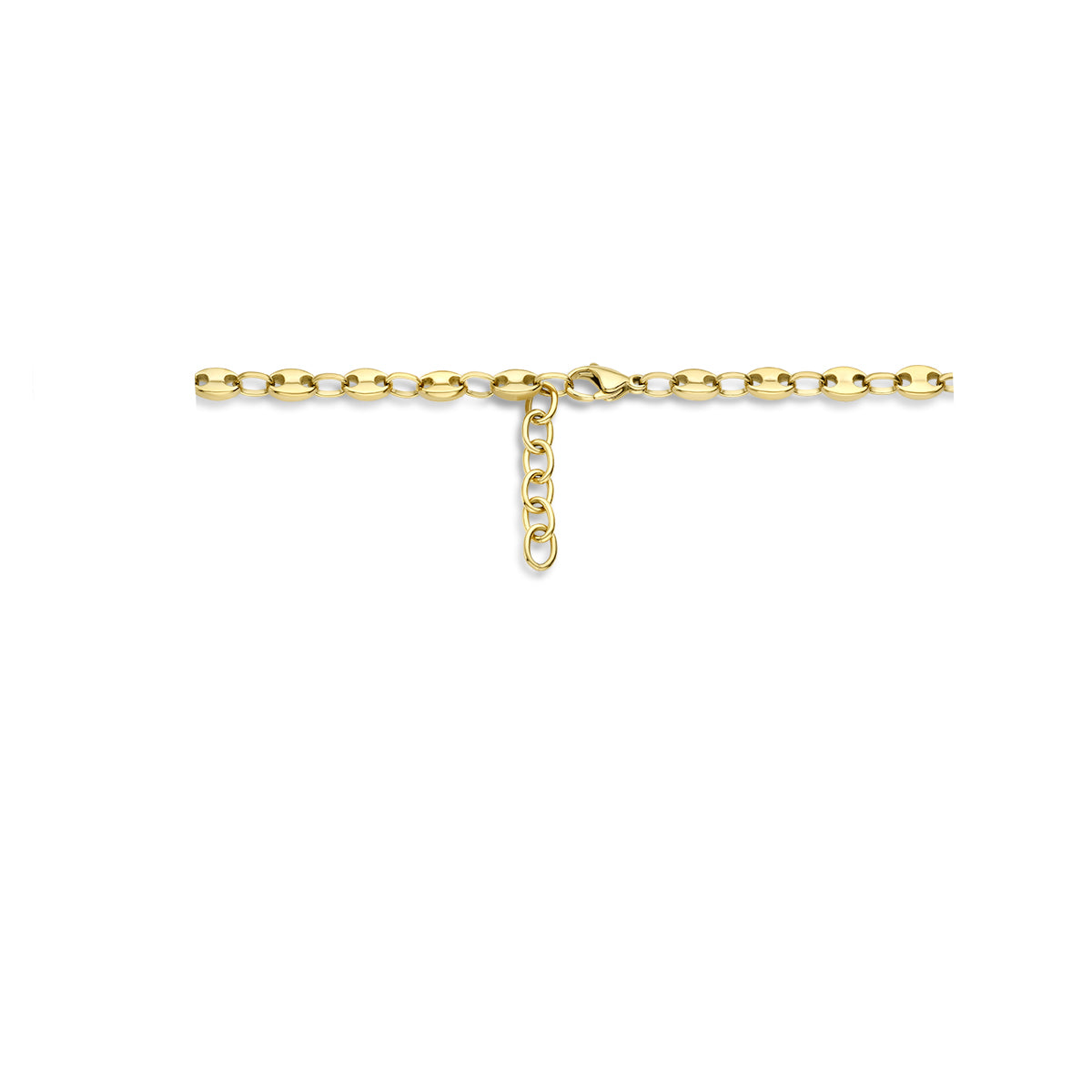 collier koffieboon 42 + 3 cm ion plating edelstaal