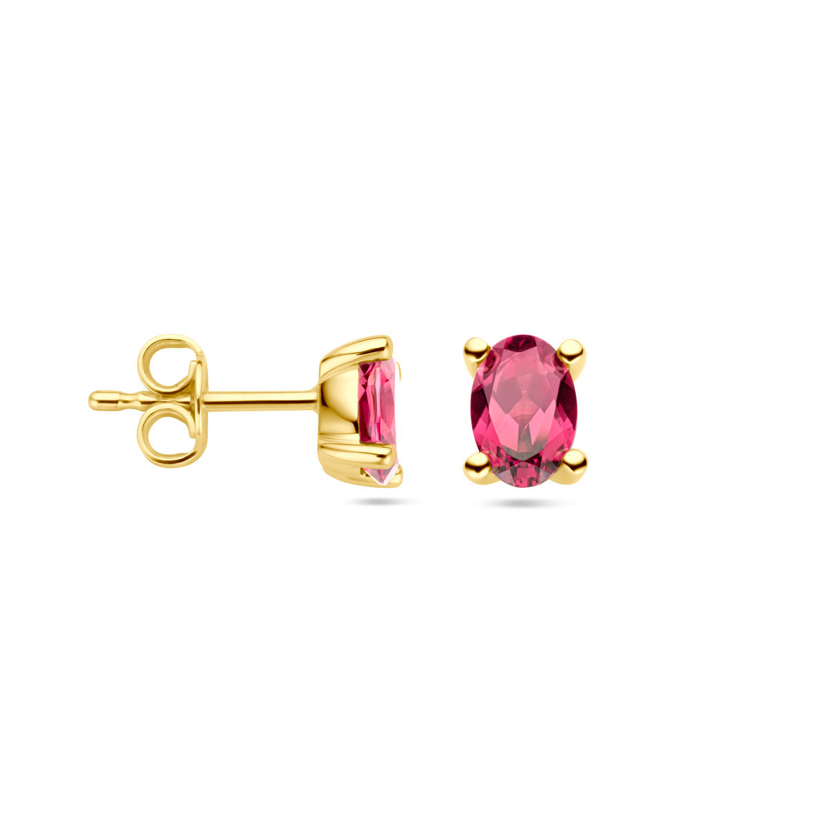 Ohrstecker rosa Rhodolit 14K Gelbgold