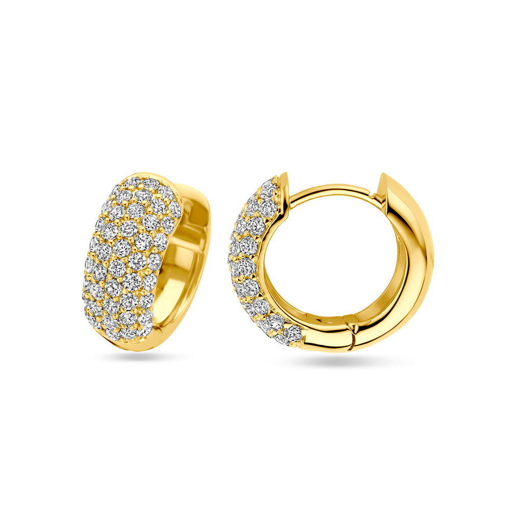 klapoorringen zirkonia 15,5 mm 1 micron zilver verguld (geel)