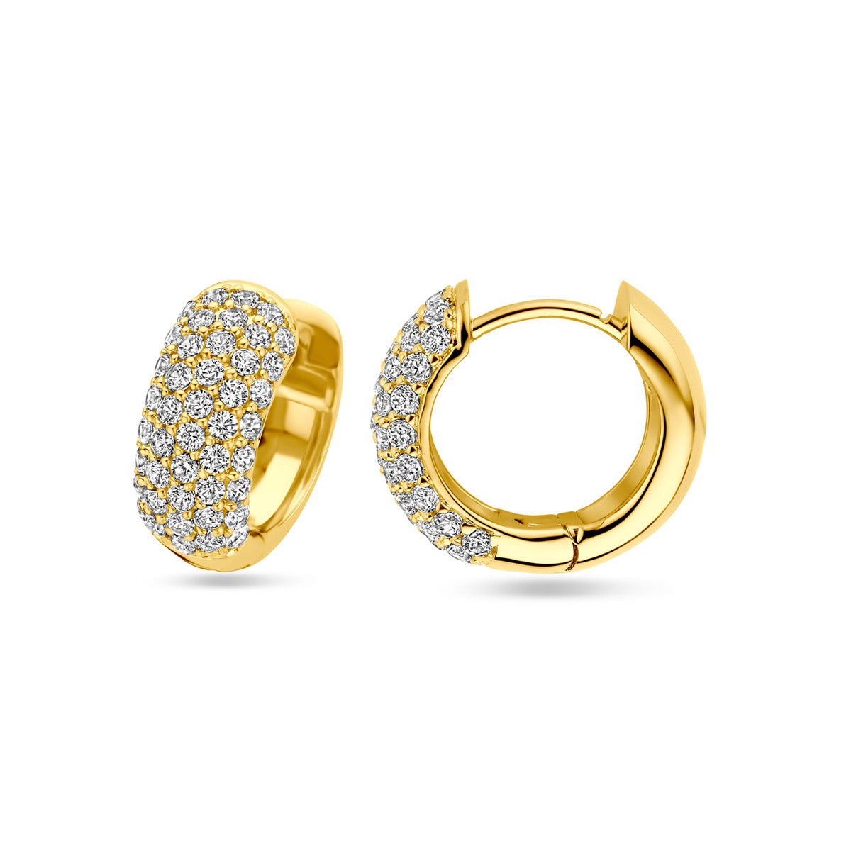 klapoorringen zirkonia 15,5 mm 1 micron zilver verguld (geel)