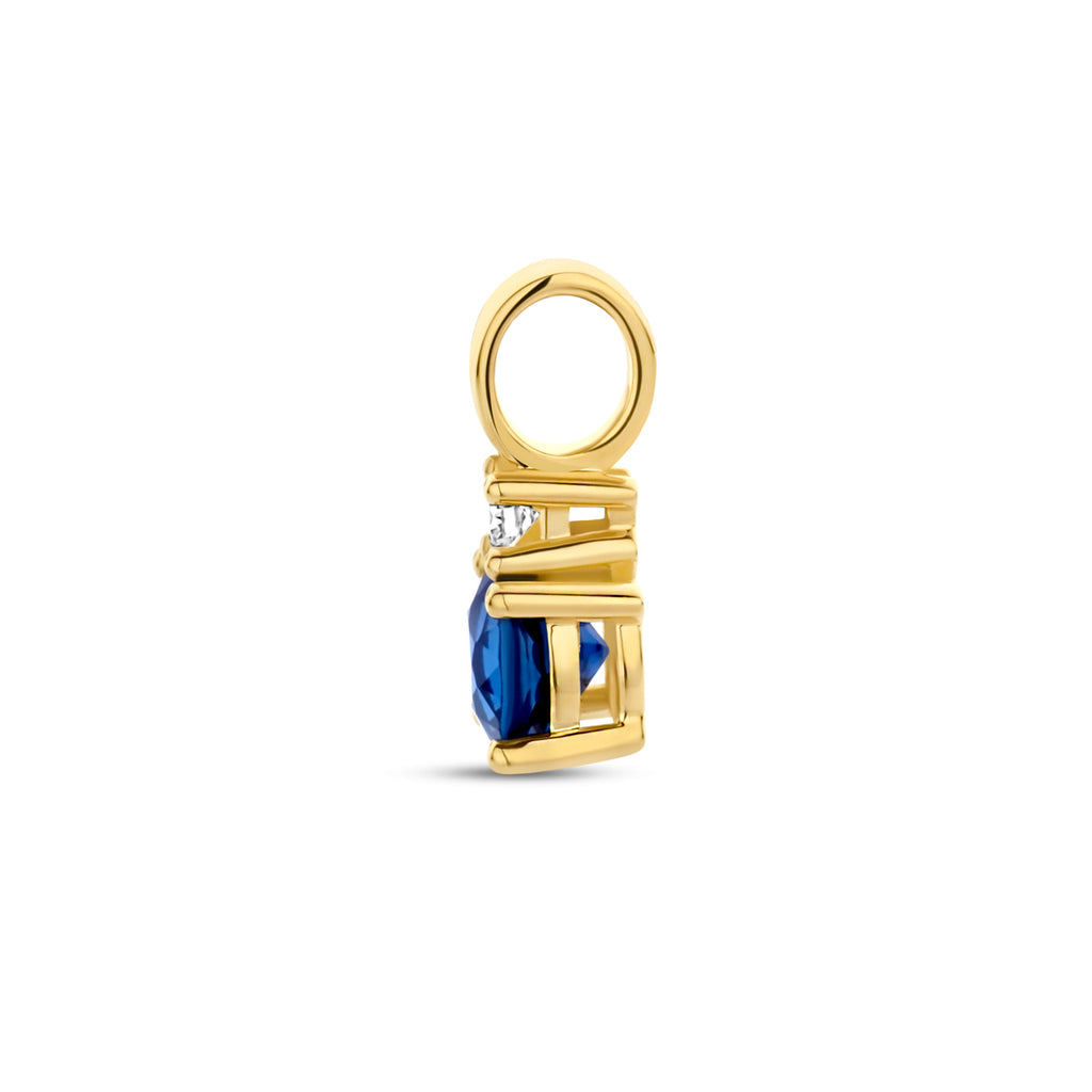 Anhänger Saphir und Diamant 0,02 ct h p1 14 K Gelbgold