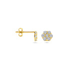 oorknoppen bloem zirkonia 14K geelgoud
