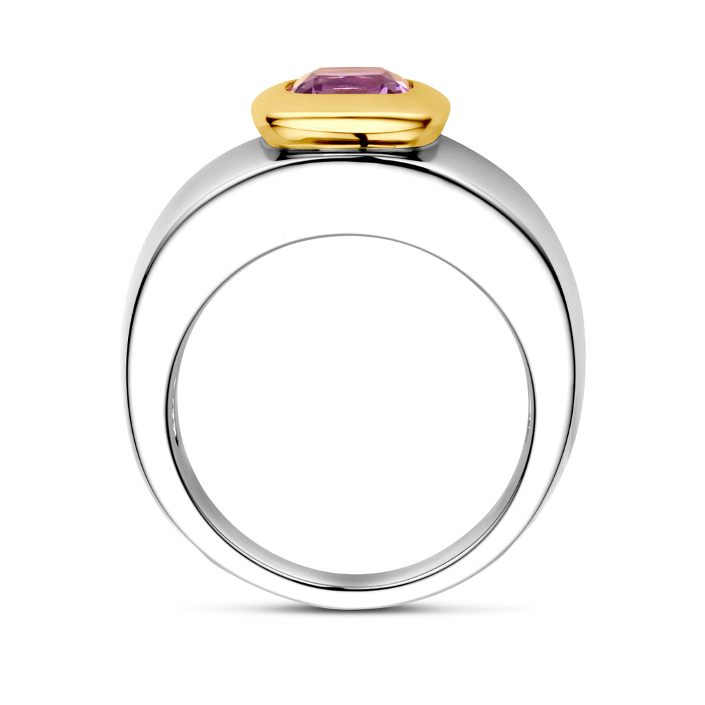 ring amethist goud met zilver