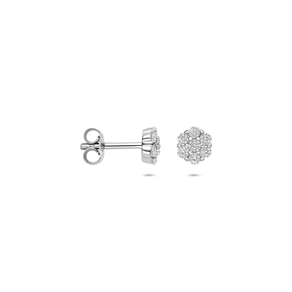 Ohrstecker Zirkonia 6 mm Silber rhodiniert
